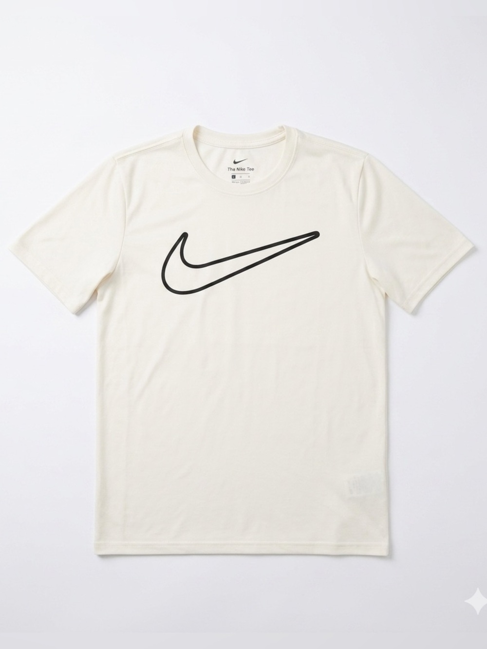 Nike Men's Short Sleeve Tee in Cream with Black Swoosh